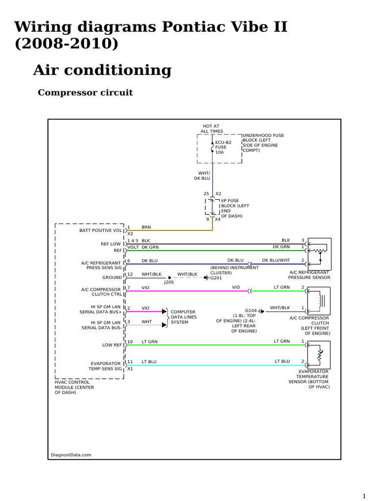 Wiring Diagrams Pontiac Vibe II (20082010) PDF Air Conditioning