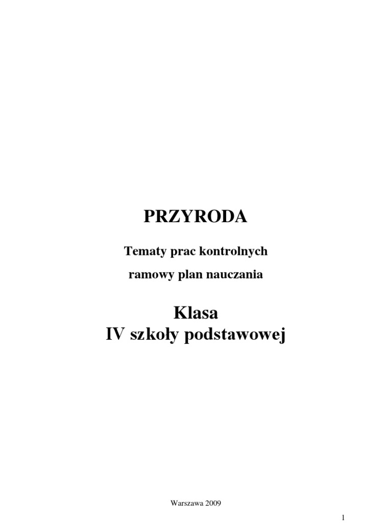Sprawdzian Z Przyrody Klasa 4 Przyroda Wokół Nas
