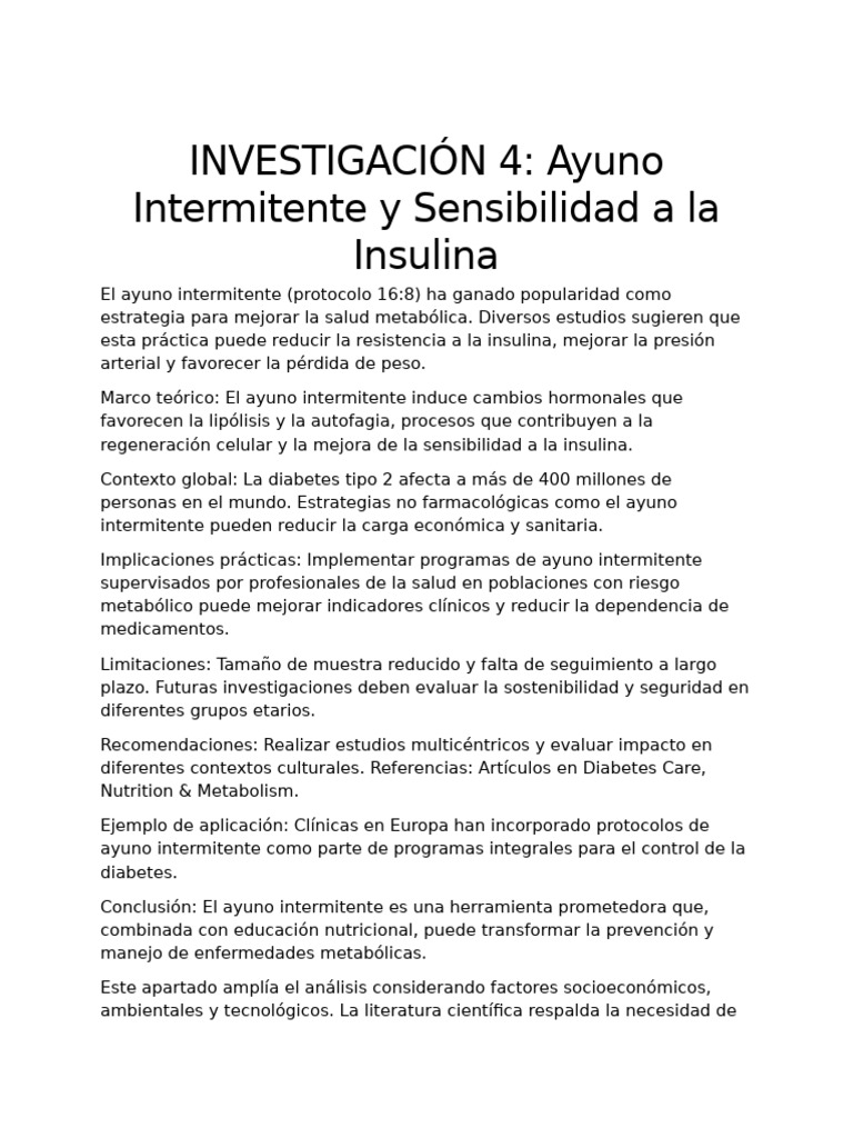Ayuno Intermitente y Sensibilidad Insulina | PDF | Ayuno intermitente ...