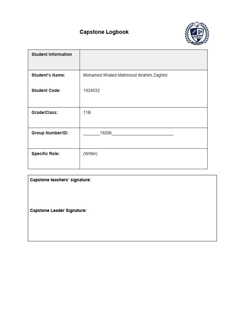 Capstone Project Logbook for Students | PDF | Data Analysis | Computer ...