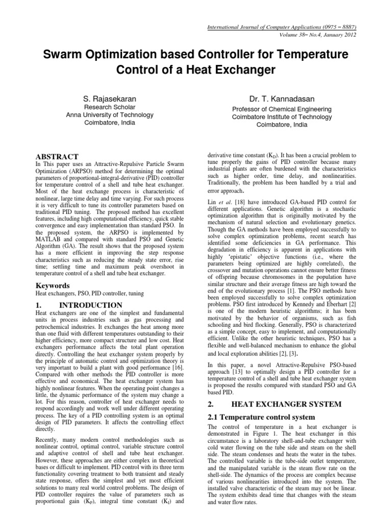 ARPSO PID Controller for Heat Exchanger | PDF | Mathematical ...