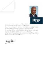 Lettre de soutien du Ministre de l'Outre mer à M. Philippe NEUFFER