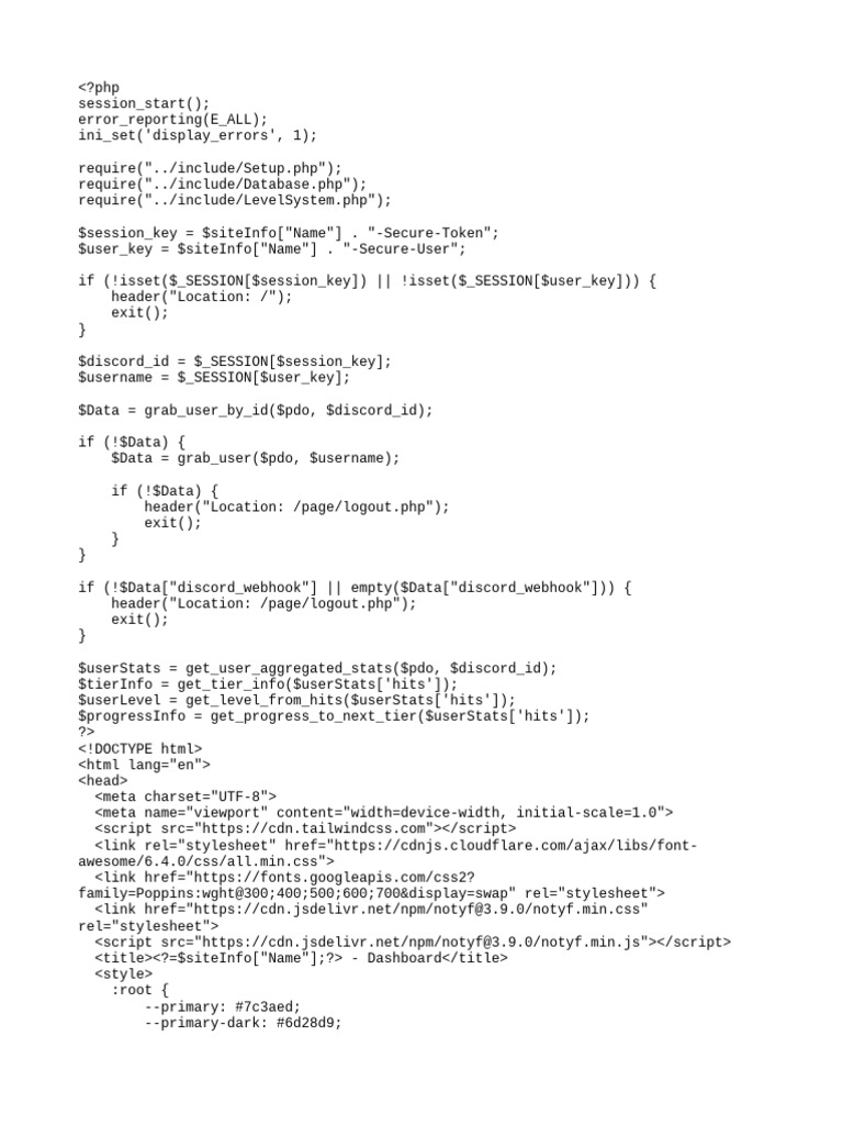 User Dashboard PHP Script | PDF | Http Cookie | Software