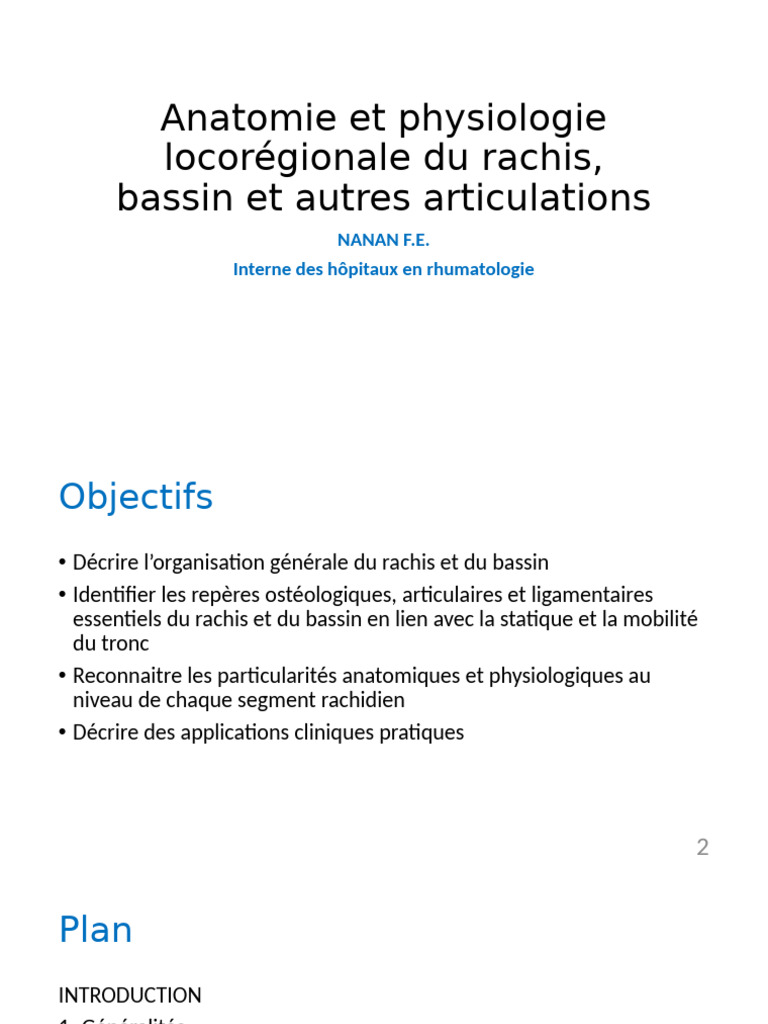 Anatomie et physiologie du rachis et bassin | PDF | Vertèbre | Appareil ...
