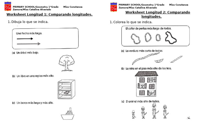 Guía 1 y 2. Comparando Longitudes | PDF