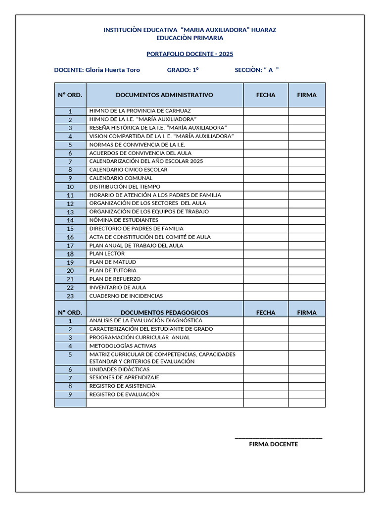 Portafolio Docente 2025 - I.E. María Auxiliadora | PDF | Evaluación ...