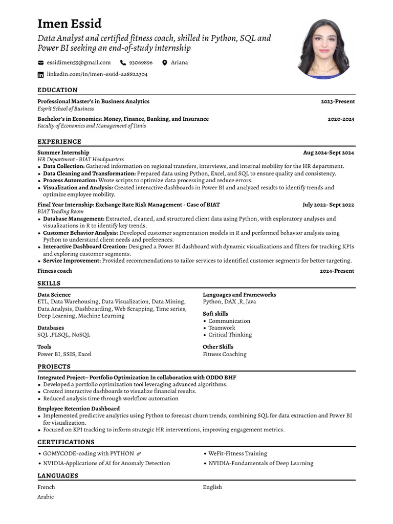 imen_essid_CV__1738407710 | PDF | Data Analysis | Analytics