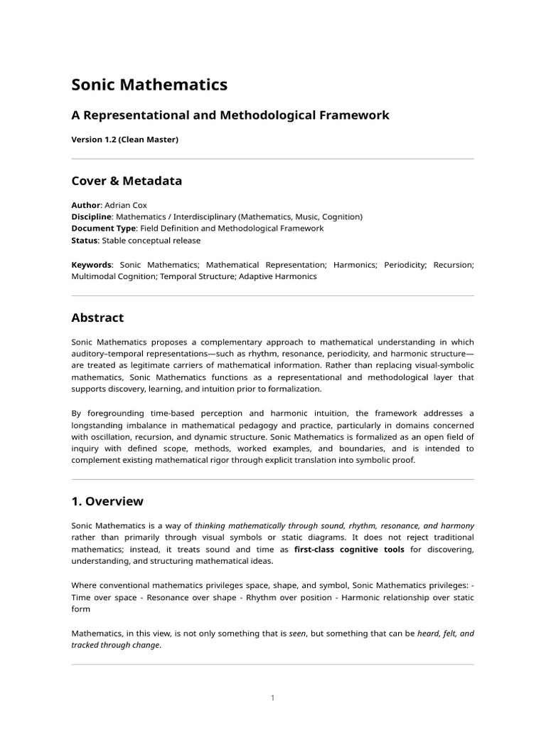 Sonic Mathematics: A New Framework | PDF | Mathematics | Sound