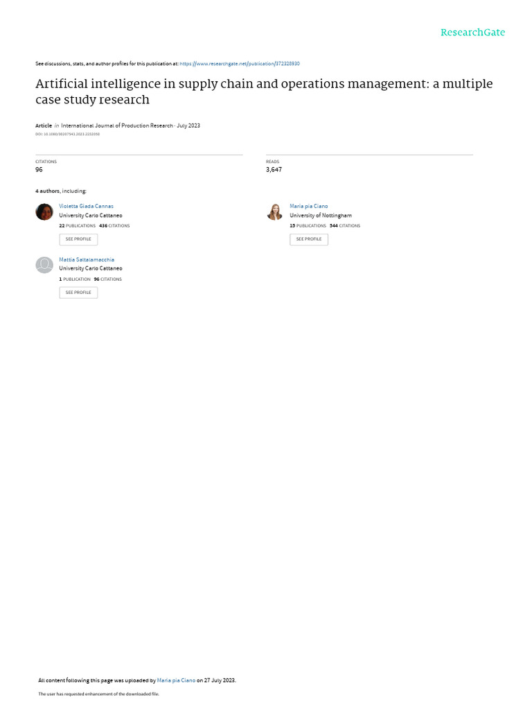 AI in Supply Chain Management Insights | PDF | Artificial Intelligence ...