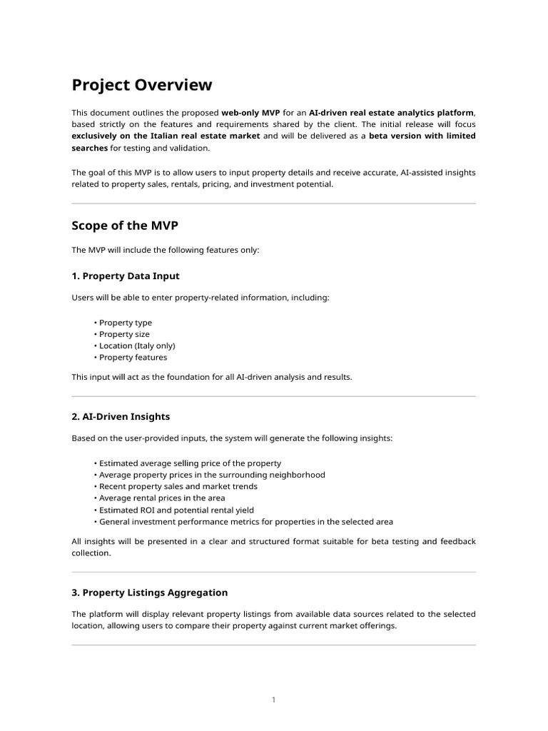 Italian Real Estate Ai Mvp – Project Overview _ Proposal (2) | PDF ...
