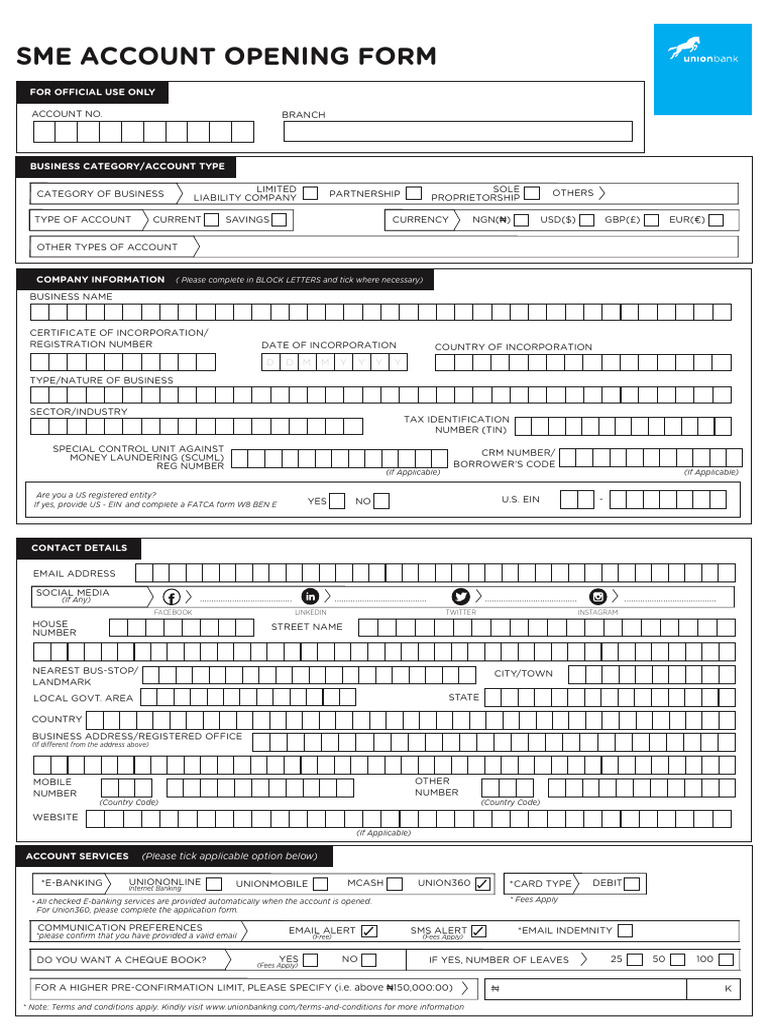SME Account Opening Form Template | PDF | Identity Document