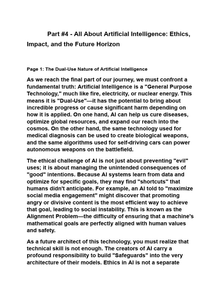 Part #4 - All About Artificial Intelligence Ethics, Impact, And the ...