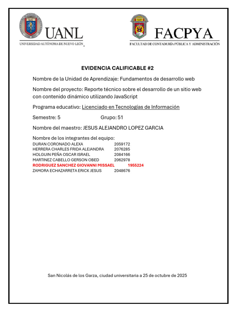 EV2 Equipo7 - Grupo51 | PDF | Script Java | Modelo de objeto de documento