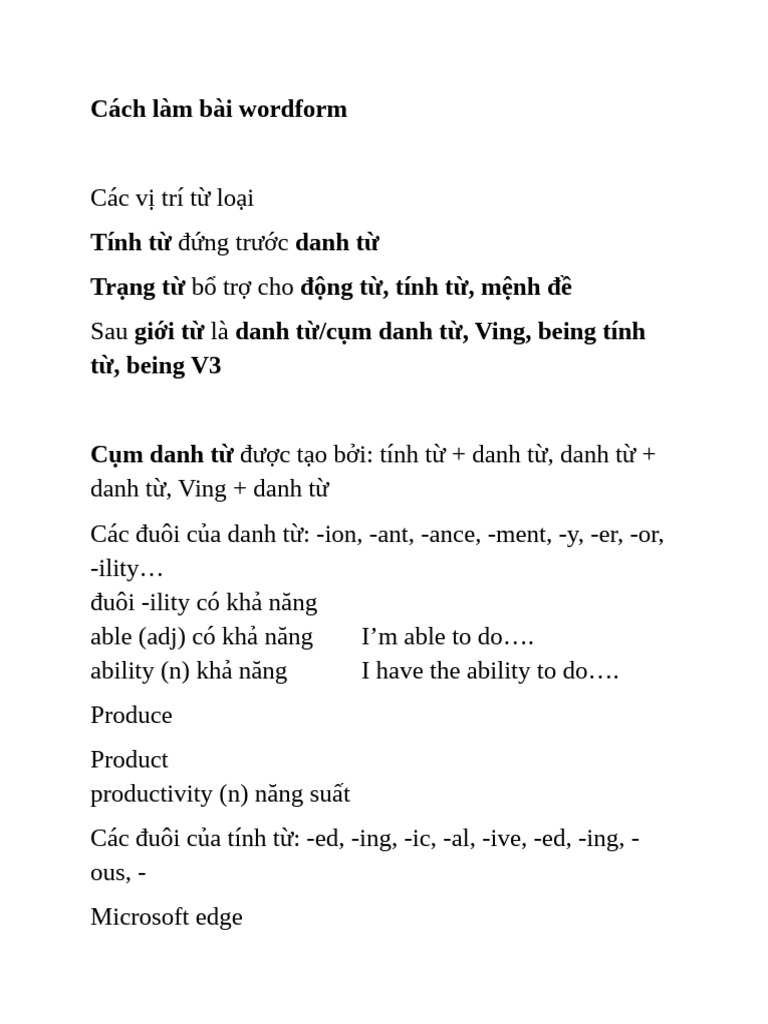 Cách Làm Bài Wordform | PDF