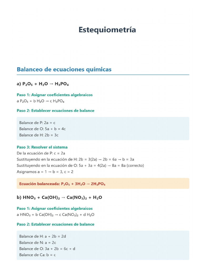 Ejercicios de Estequiometría Resueltos | PDF | Mole (Unidad ...