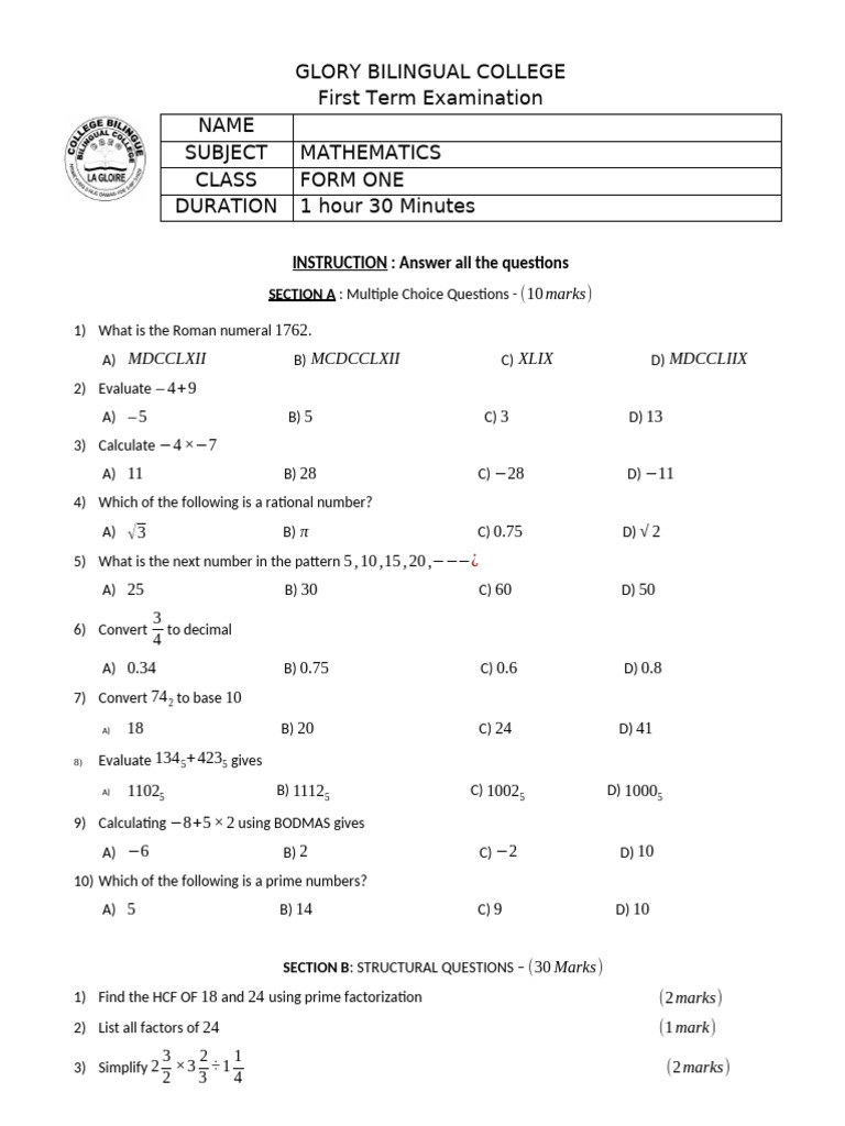 F1 Maths | PDF | Numbers | Mathematics