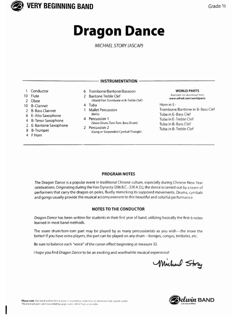 Dragon Dance Score and Parts | PDF