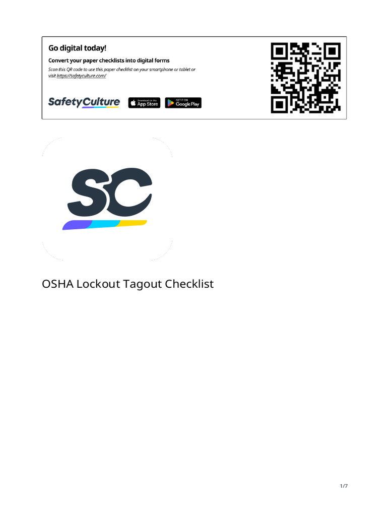 OSHA Lockout Tagout Checklist | PDF | Working Conditions | Occupational ...