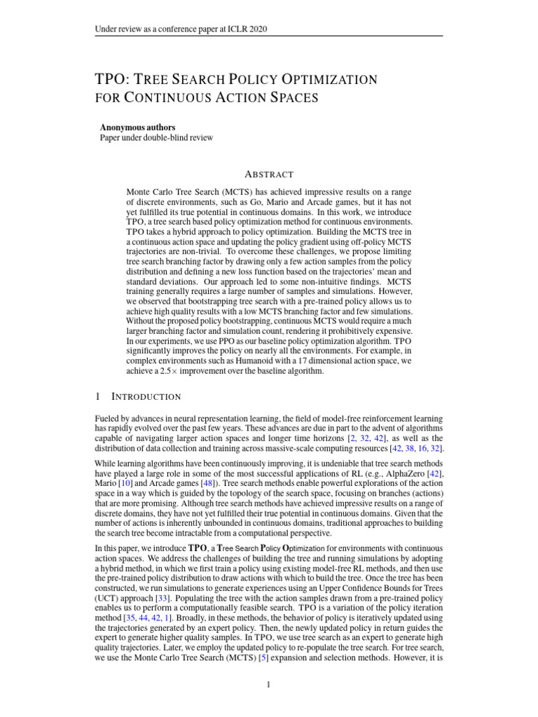 Tree Search Policy Optimization for Continuous Actions | PDF