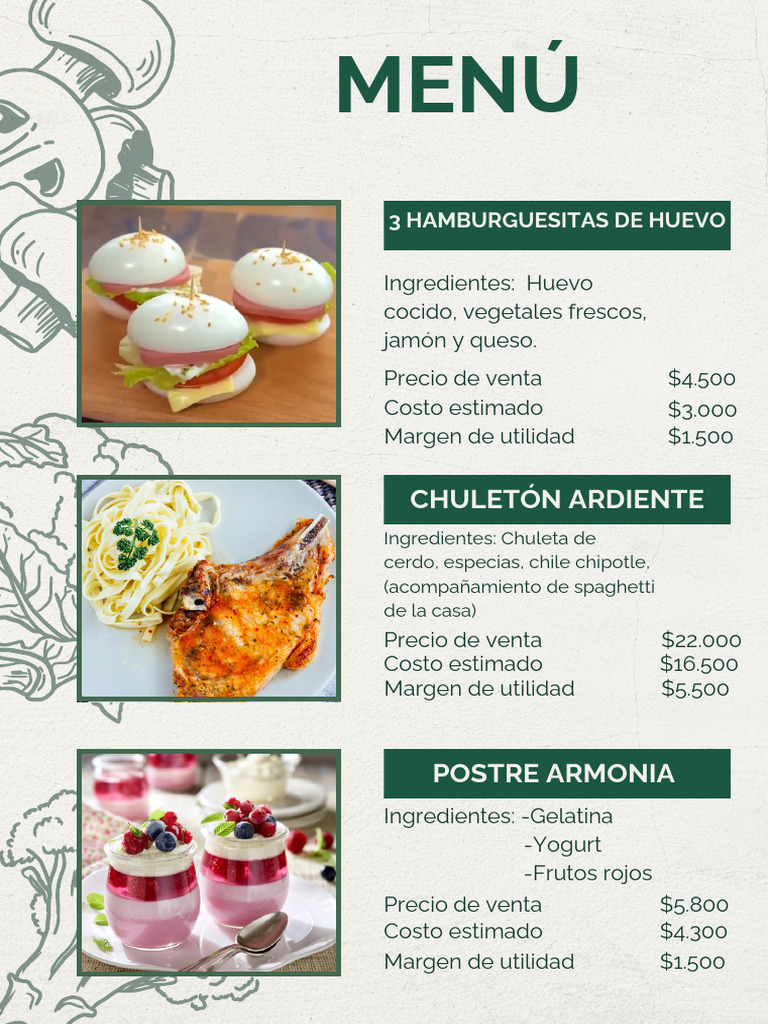 Menú Comida Saludable Moderno Verde y Blanco PDF | PDF