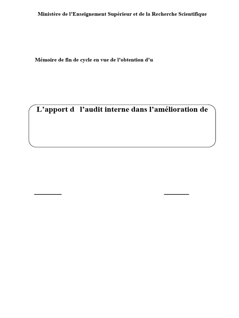 Audit interne et contrôle de gestion GAM | PDF | Contrôle interne | Audit