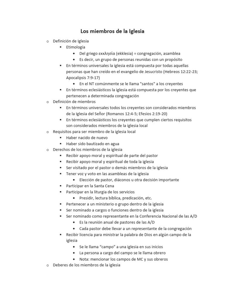 Miembros de la Iglesia: Definición y Deberes | PDF | Iglesia cristiana ...