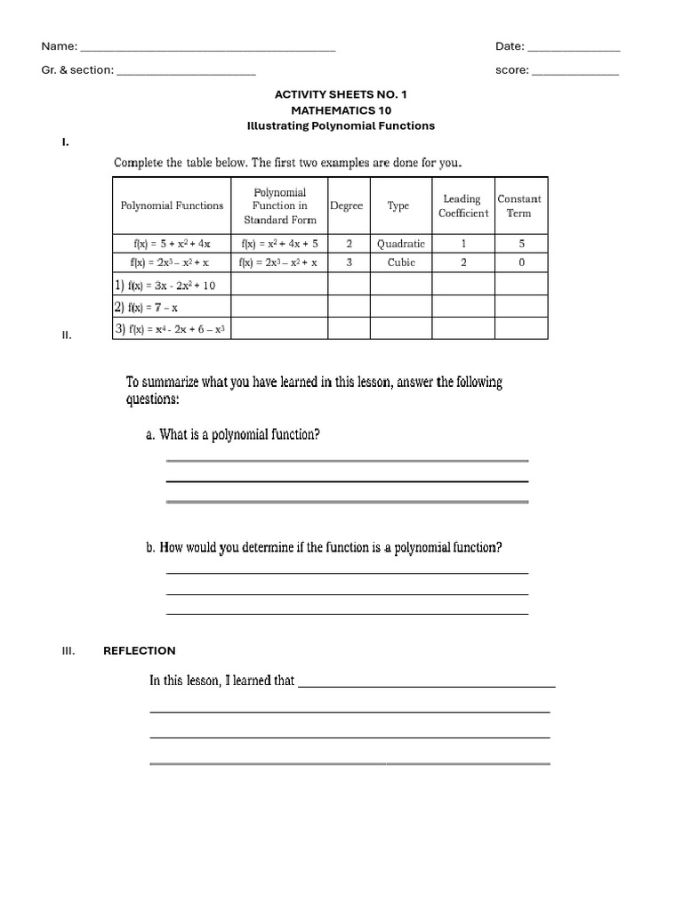 Math 10 q2 Activity Sheets | PDF