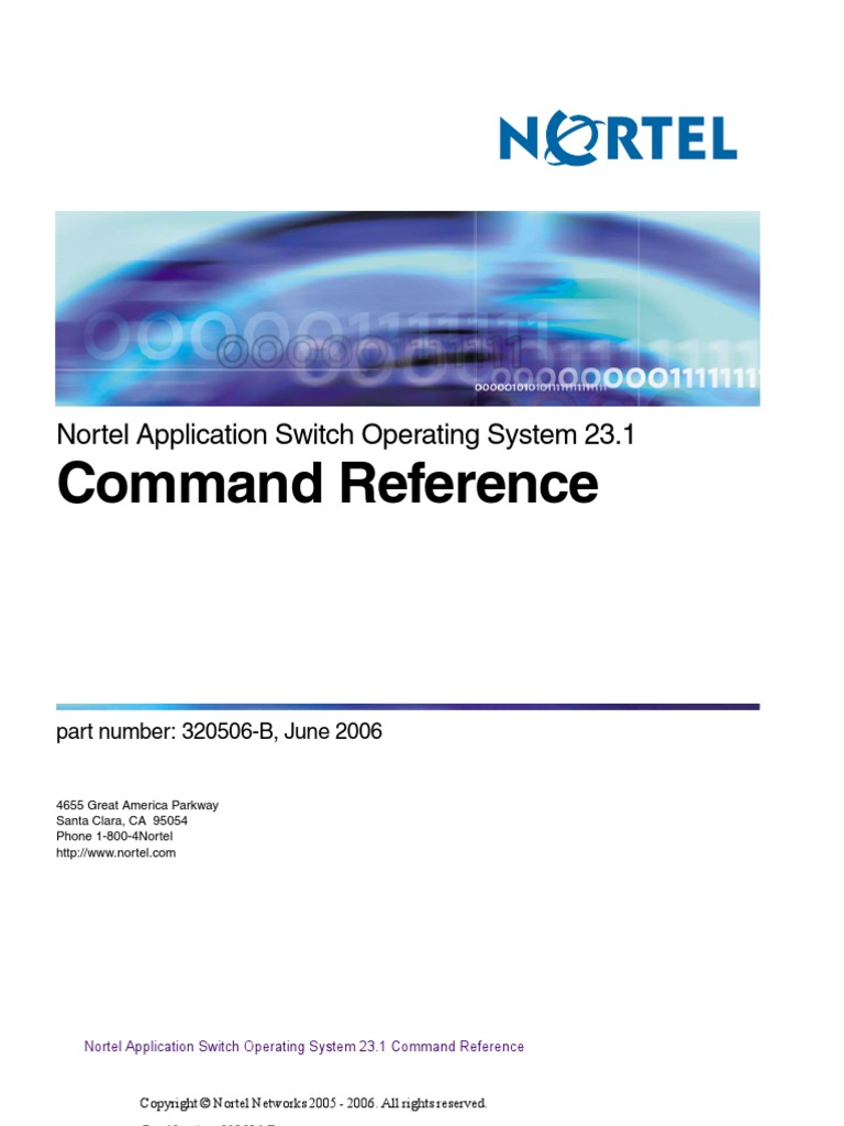 Nortel Application Switch Operating System 23.1 Command Reference PDF