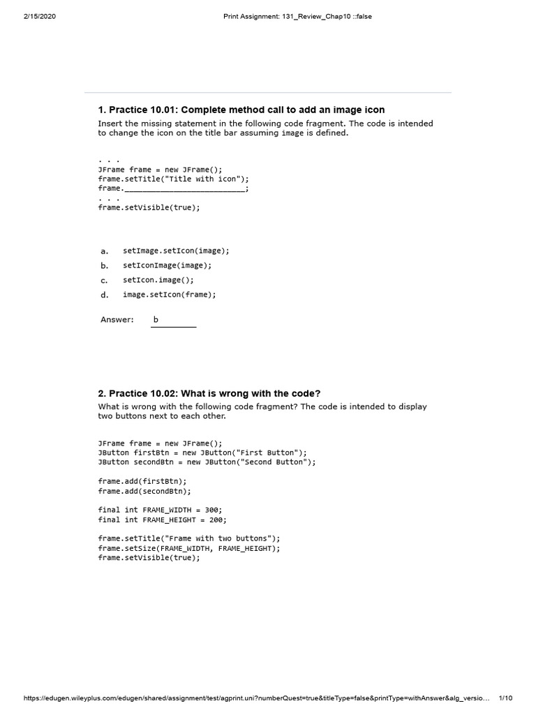 131 Review Chap10 | PDF | Computing | Software Engineering
