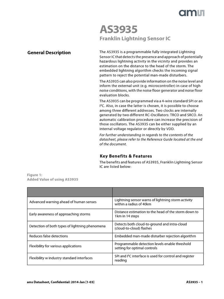 AS3935 Lightning Sensor IC Datasheet | PDF | Electrostatic Discharge ...