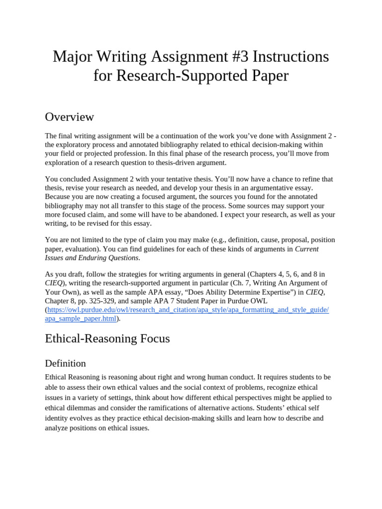 Research-Supported Ethical Argument Paper | PDF | Essays | Apa Style