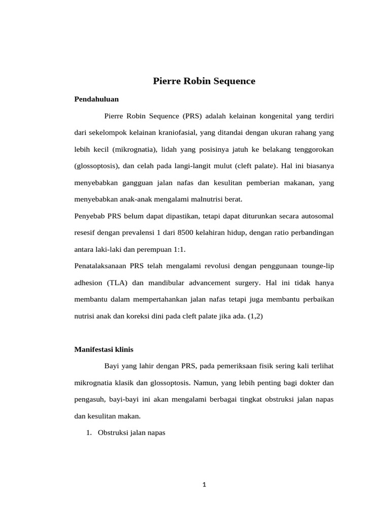 Penanganan Pierre Robin Sequence pada Bayi | PDF