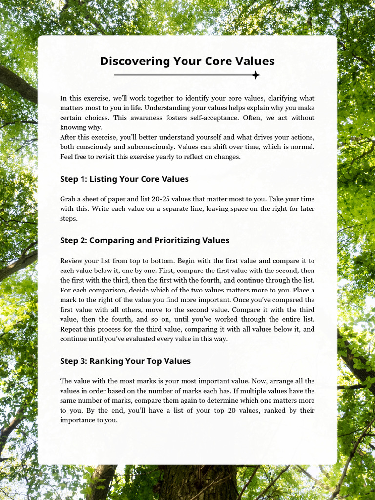 Identify and Rank Your Core Values | PDF