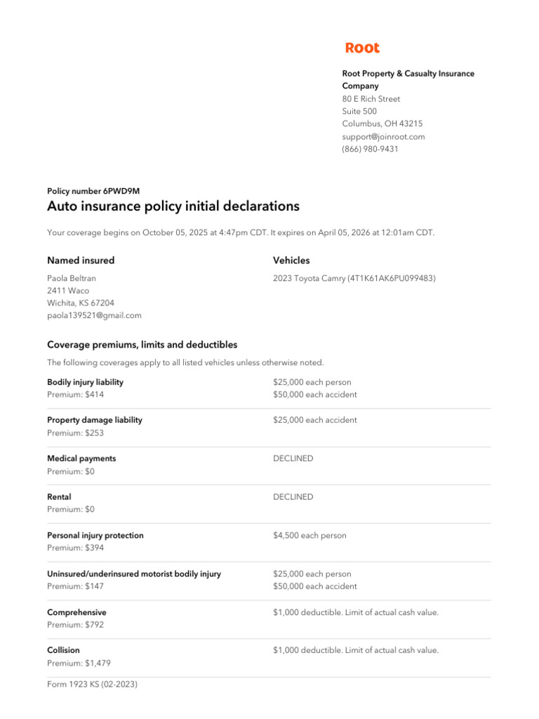 Root Policy 20251031 | PDF | Liability Insurance | Insurance