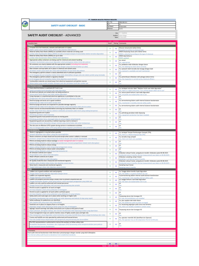 Safety Audit Checklist (1)11 | PDF