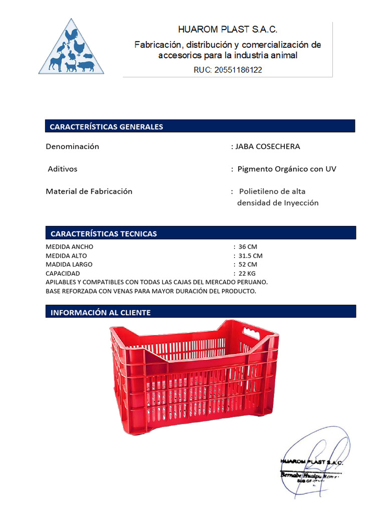 Jaba Cosechera: Ficha Técnica y Especificaciones | PDF