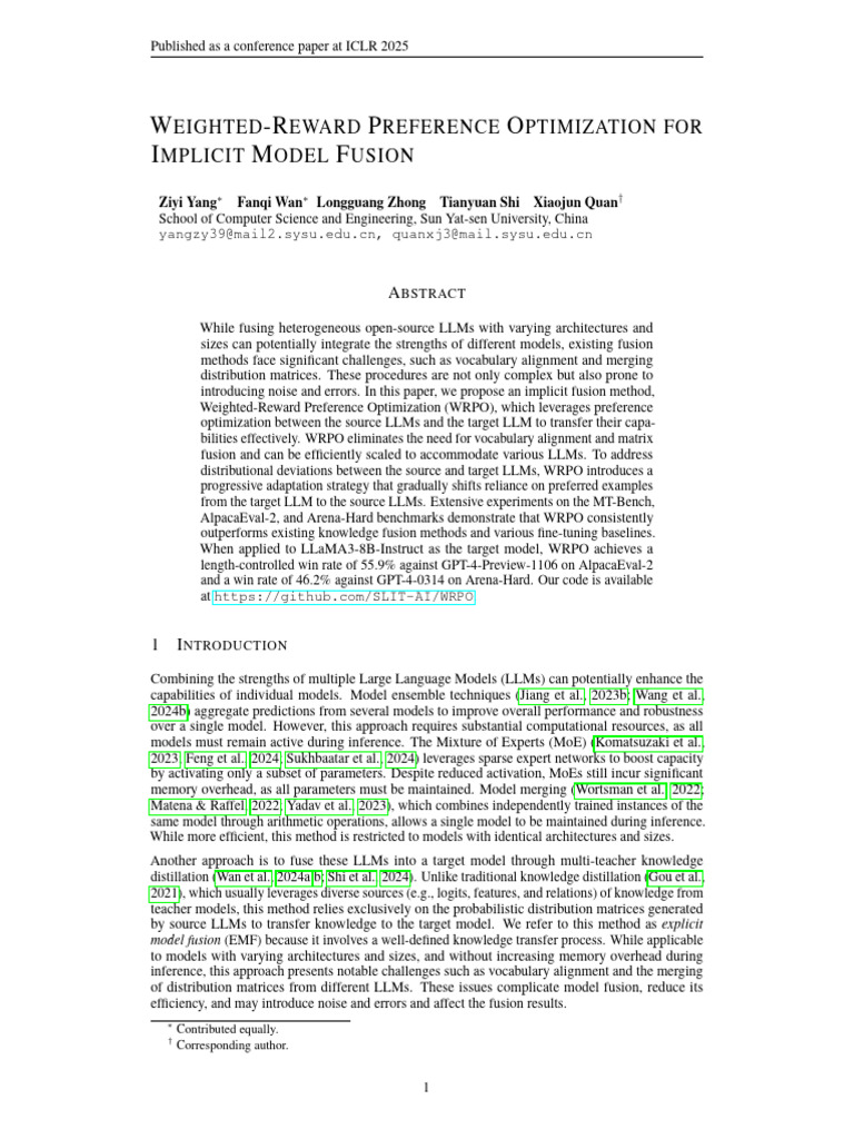 Weighted-Reward Preference Optimization for LLM Fusion | PDF | Applied ...