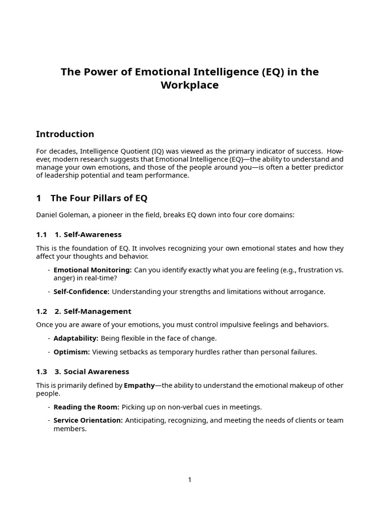 Boosting Workplace Success with EQ | PDF | Emotional Intelligence ...