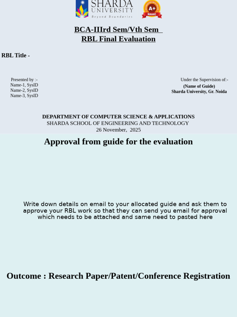 RBL Final Evaluation Guide for BCA Students | PDF