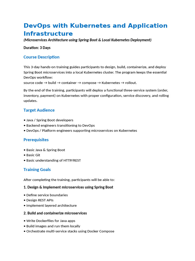 DevOps With Kubernetes and Application Infrastructure - 3days | PDF ...