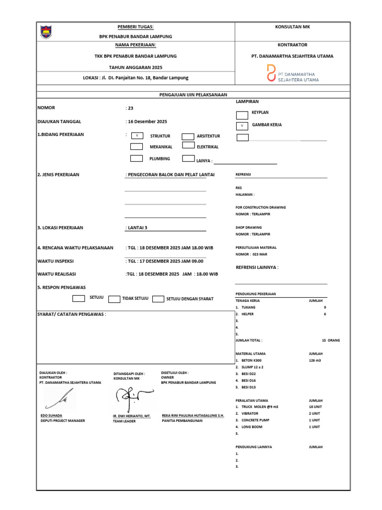 Pekerjaan Pengecoran Lantai 3 | PDF