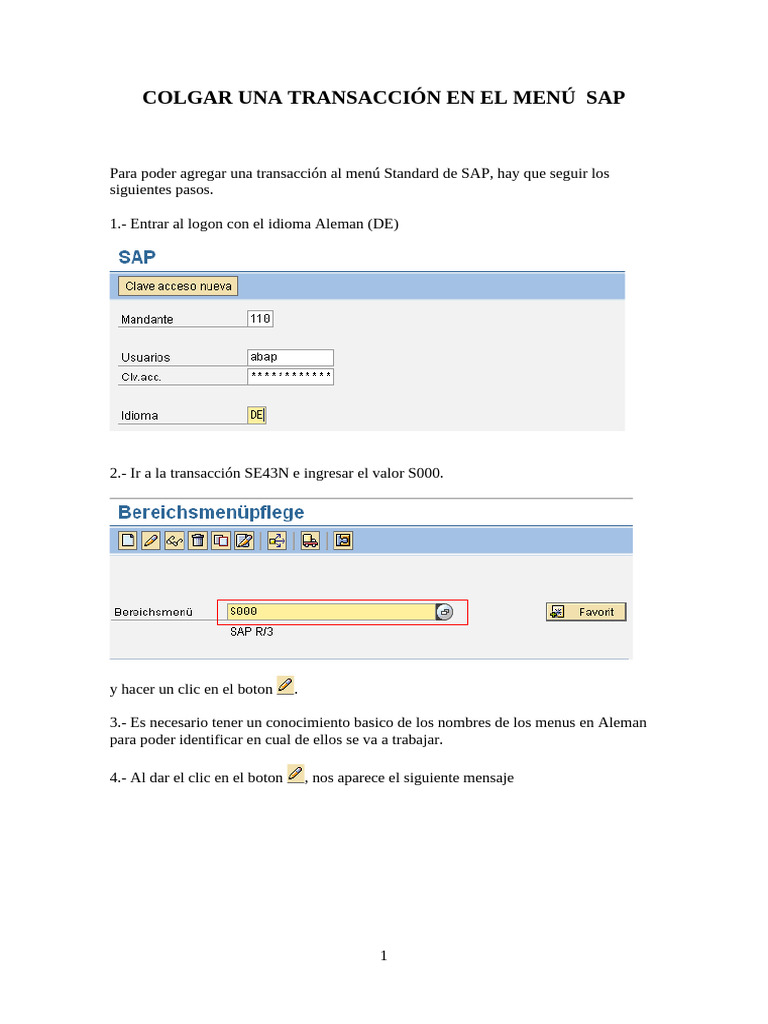 Agregar Una Transacción Al Menú de SAP | PDF