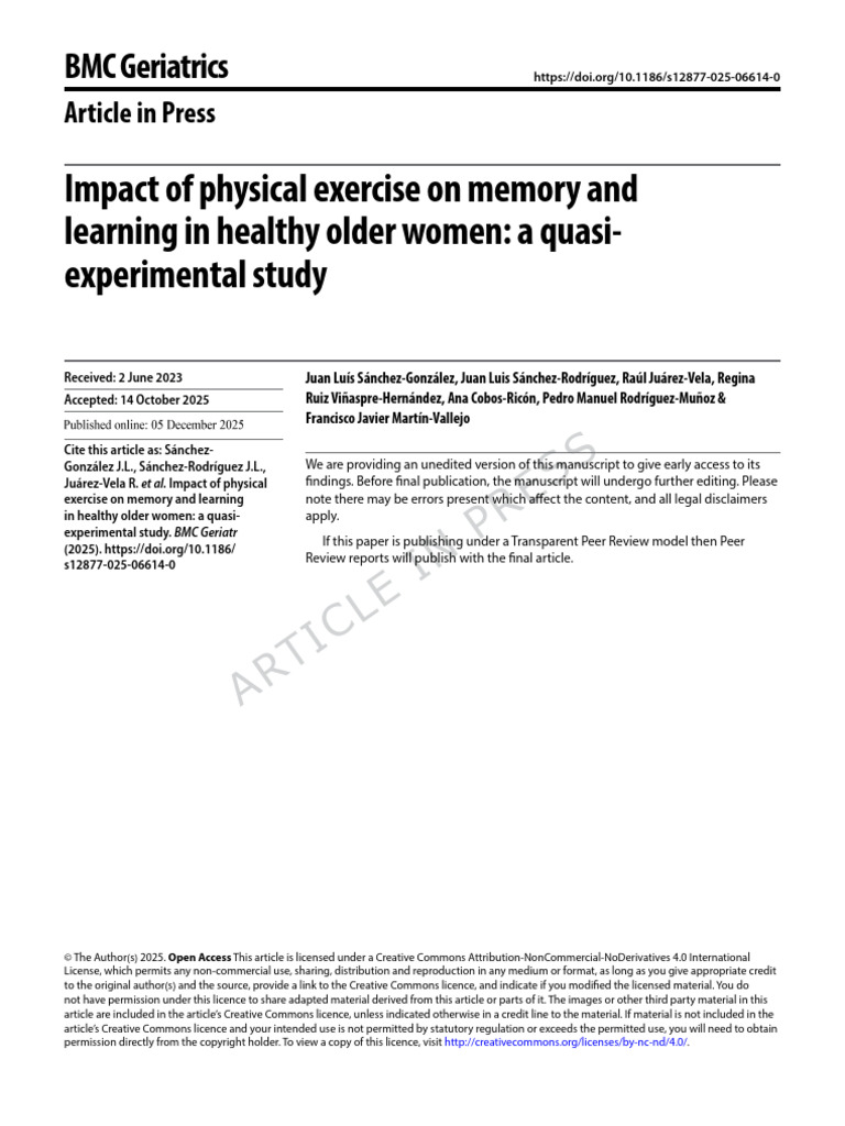 Exercise Enhances Memory in Older Women | PDF | Ageing | Strength Training