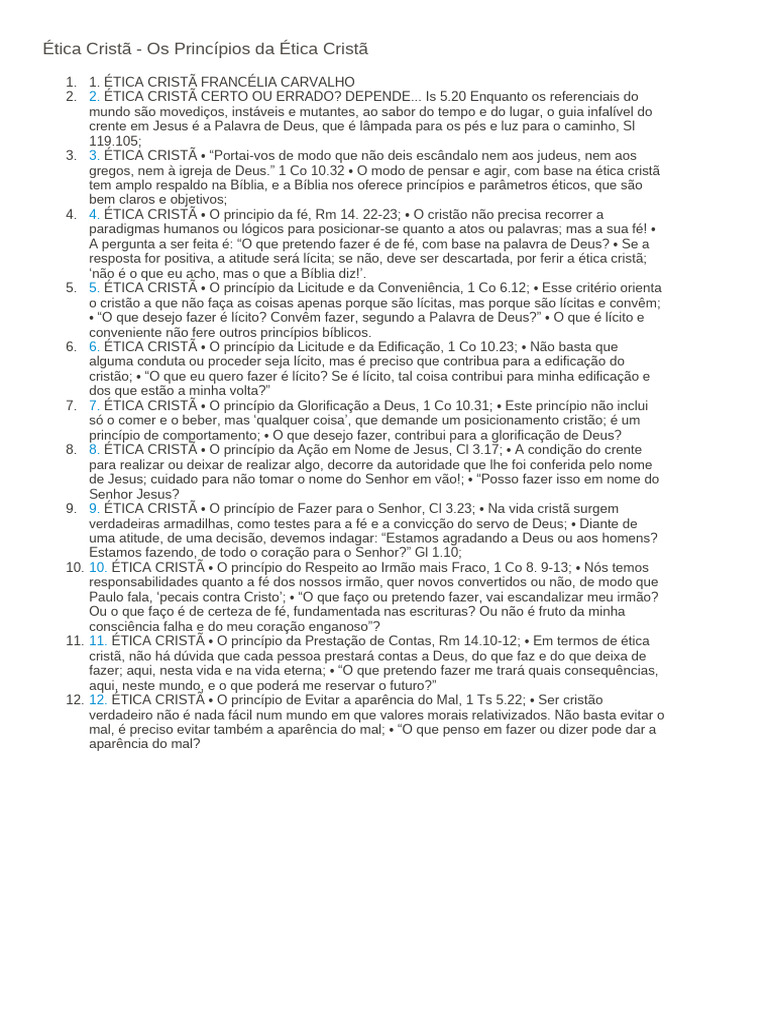 Princípios da Ética Cristã | PDF | Fé | Bíblia