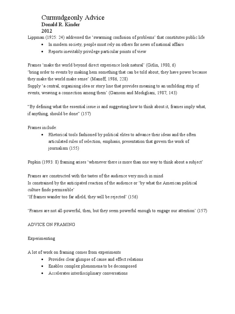Understanding Political Framing Effects | PDF | Framing (Social ...