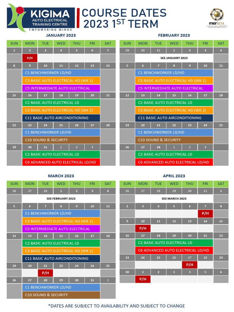 2023 Auto Electrical Course Schedule | PDF
