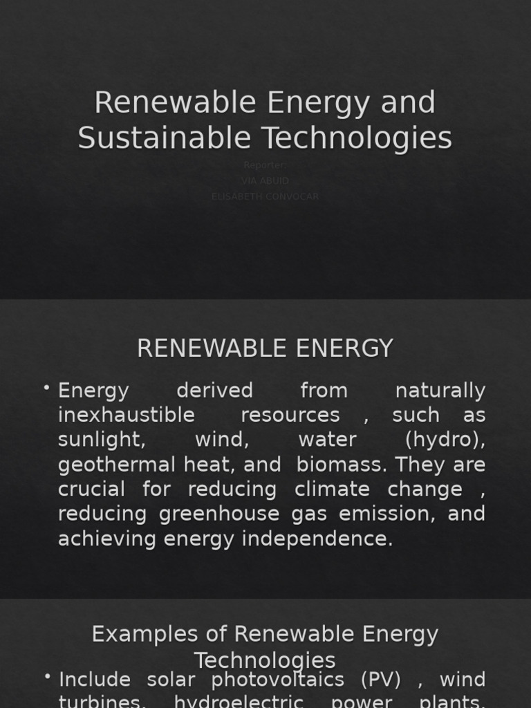 Renewable Energy and Sustainable Technologies 091811 | PDF | Renewable ...