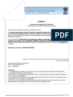 Form RC: Central Excise Registration Certificate