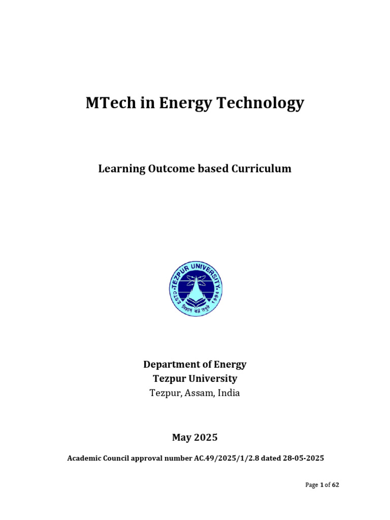 MTech in Energy Technology Overview | PDF | Biofuel | Wind Power