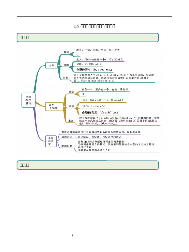 1.5 全称量词与存在量词（教师版） | PDF